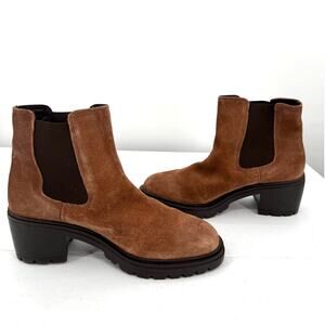 Geox Respira Damiana Brown Suede Leather Heeled Ankle Boots Women's Size 39.5